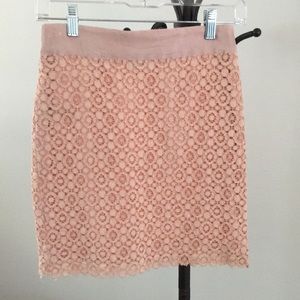 Forever 21 peach lace mini skirt sz S